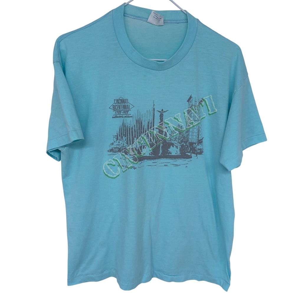 Vintage 1988 Cincinnati Bicentennial T Shirt Large Blue Collector's Edition‎